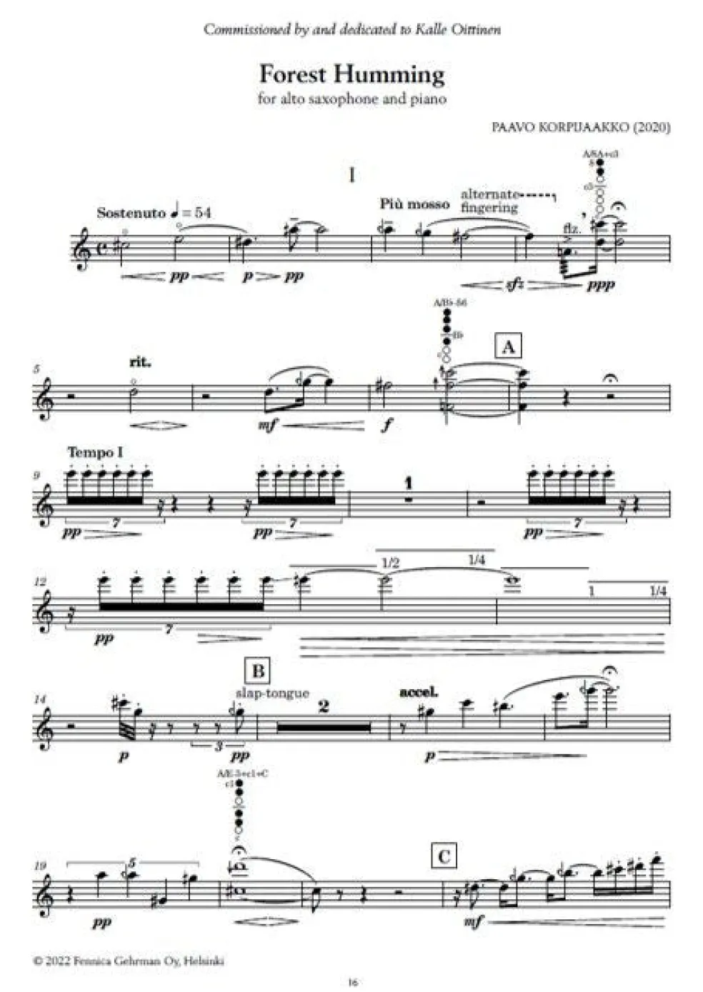 Piilo - Nykymusiikkia ja improvisaatioharjoituksia alttosaksofonille