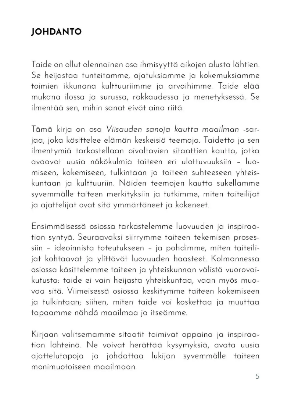 Viisauden sanoja taiteista kautta maailman